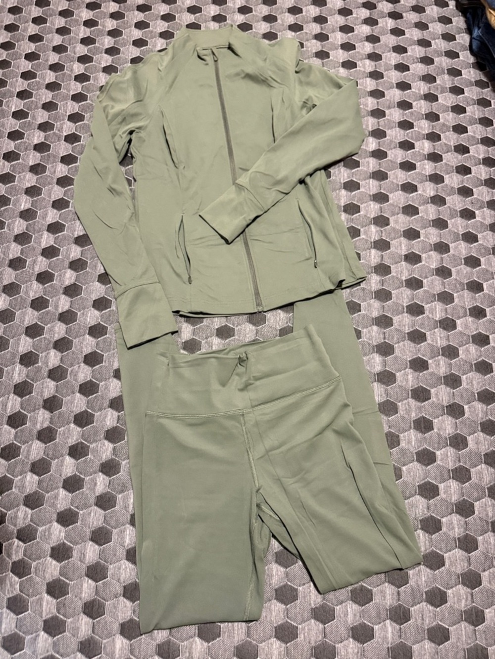 Aviva Olive Green Active Jacket & Leggings Set